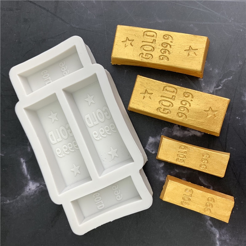 Simulation guld sæbe silikone skimmel fondant værktøj simulering 999 guld kageform