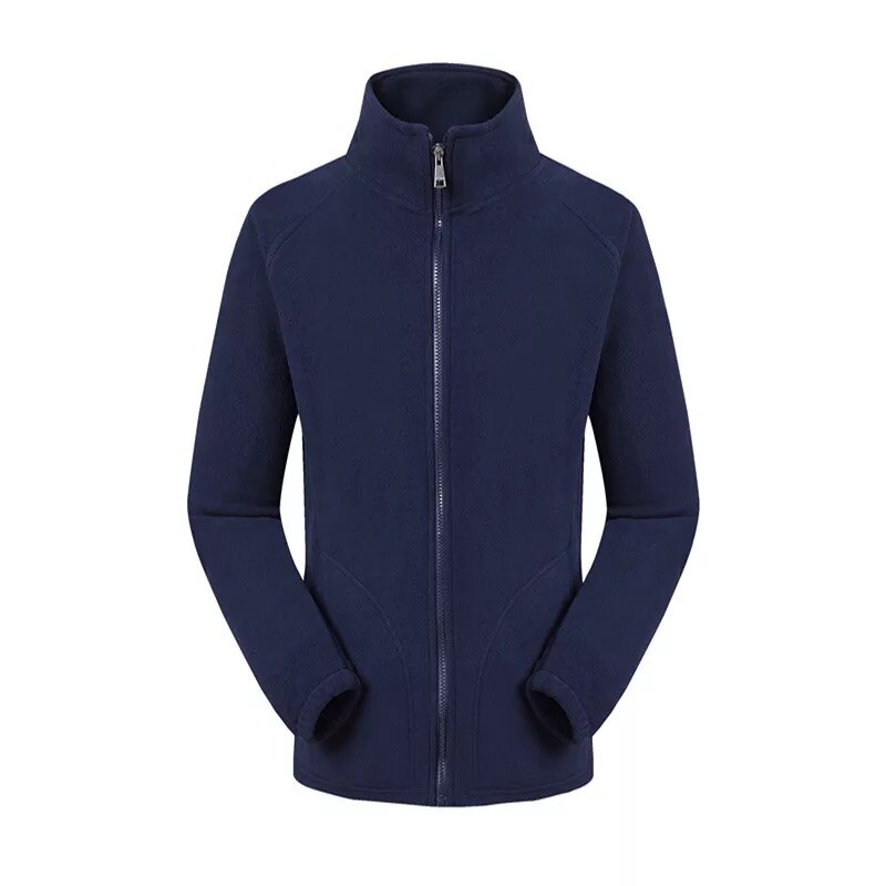 Miesten polar fleece talvitakki tuulenpitävä harjoitus juoksu vetoketju jakki lämmin jalusta kaulus suuret taskut ulkoilu takit: Sininen / 2xl