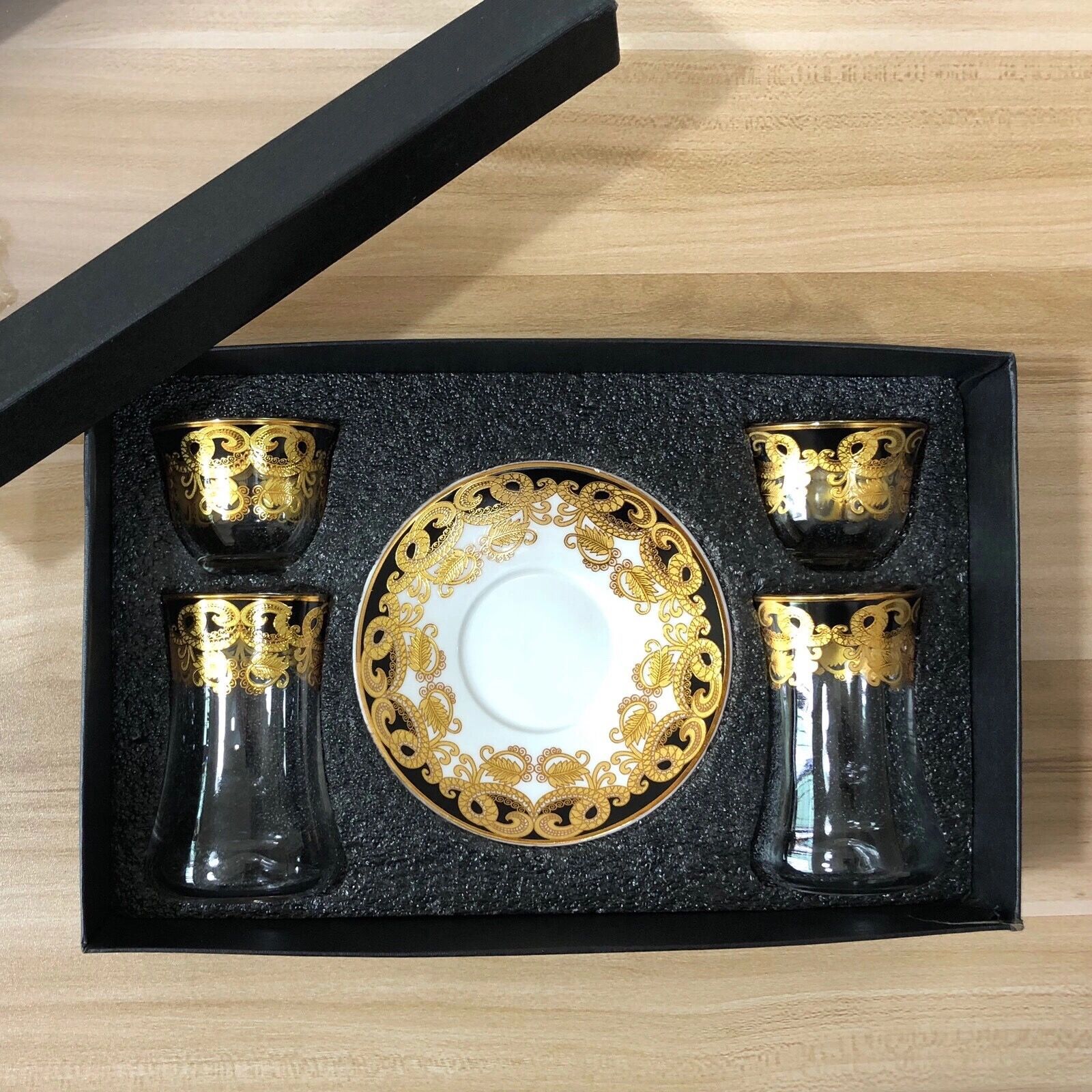 Turkish Tea Cup Box Set Blue Gold Pattern Afternoon Tea Cup Saucer Coffee Cup Glass Leisure Tea Set High-end Noble Cupware: Gift Box - 07