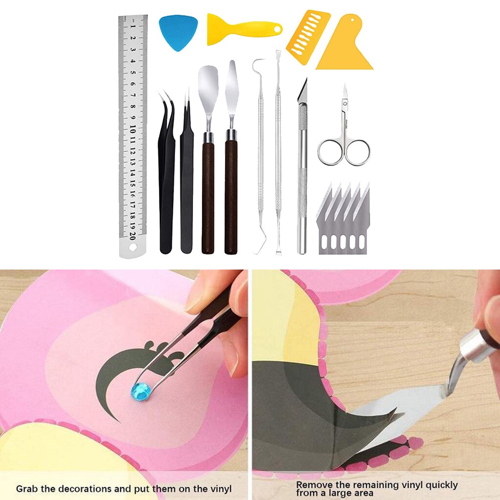 18Pcs Craft Vinyl Weeding Tools Basic Vinyl Tool Set for Cricut Cameos Lettering