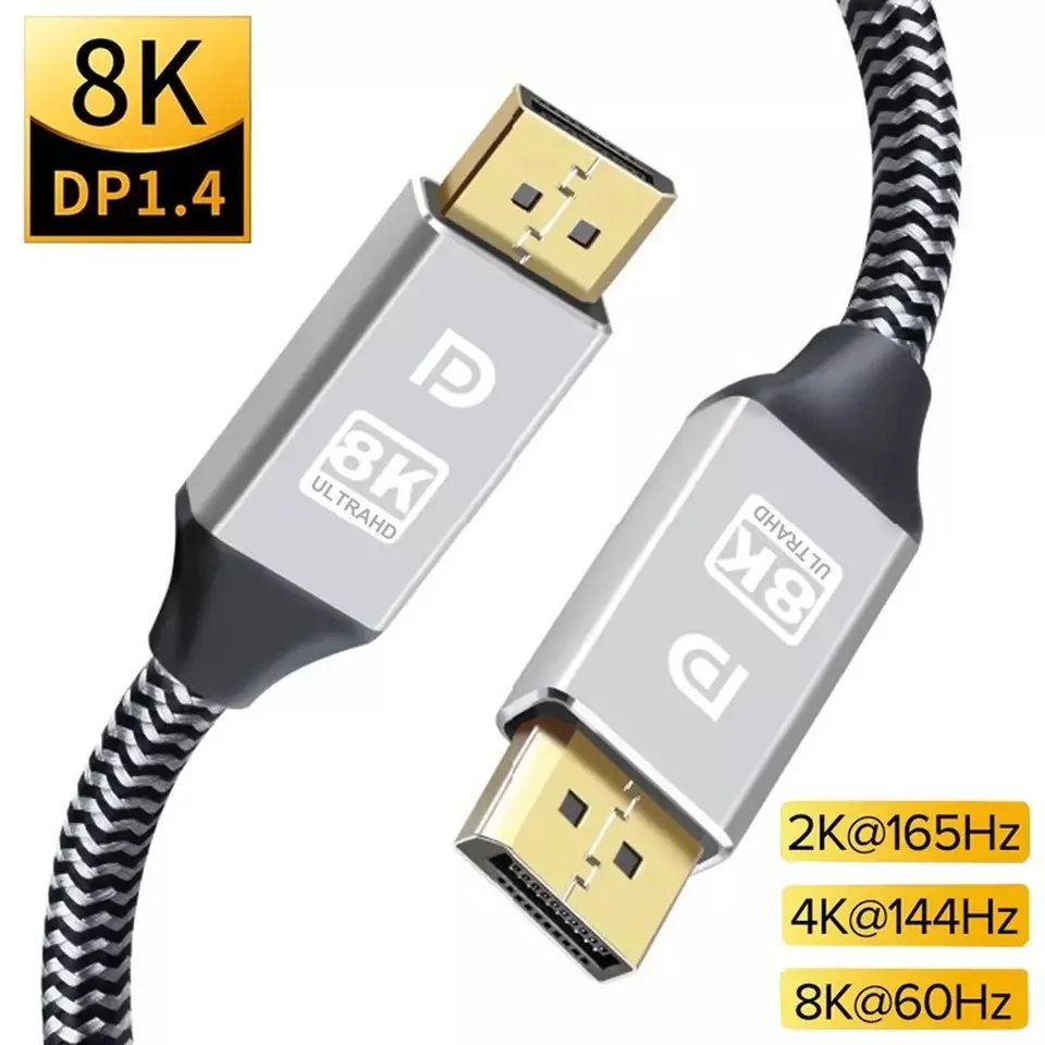 Displayport-kabel  dp 1.4 to dp-kabel 8k @ 60hz 4k @ 144hz 2k @ 165hz displayport lyd- og videoadapter for pc bærbar pc hd-tv  dp 1.2- ledning