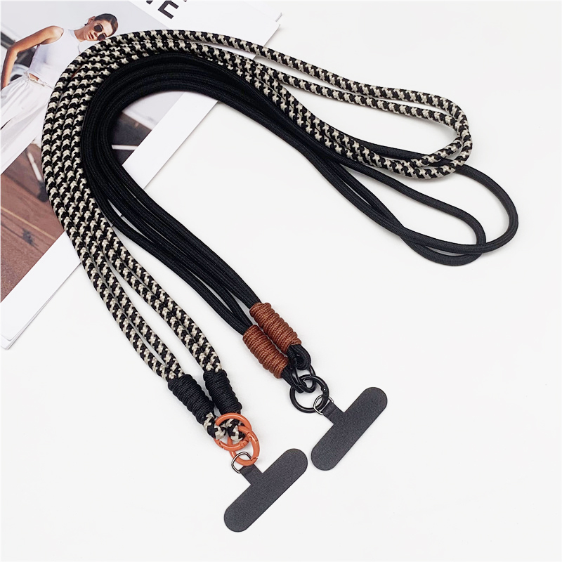 120cm Double Rope Mobile Phone Lanyard Crossbody Phone Straps Neck Clip Cord Rope Twisted Backable Outdoor Anti-loss Phone Chain