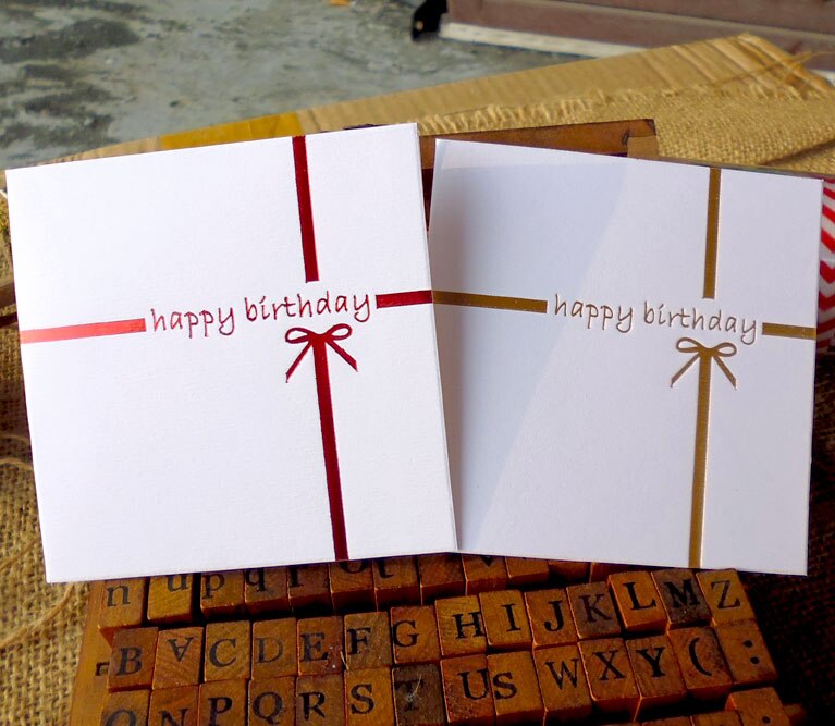 5sets Gold Red Embossed Handmade Happy birthday Folding Cards, Message Cards with Paper Envelopes Invitations Greeting Cards