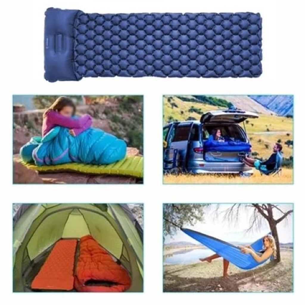 innovative sleeping pad fast filling air bag camping mat inflatable mattress with pillow life rescue 510g Nylon cushion pad#g3