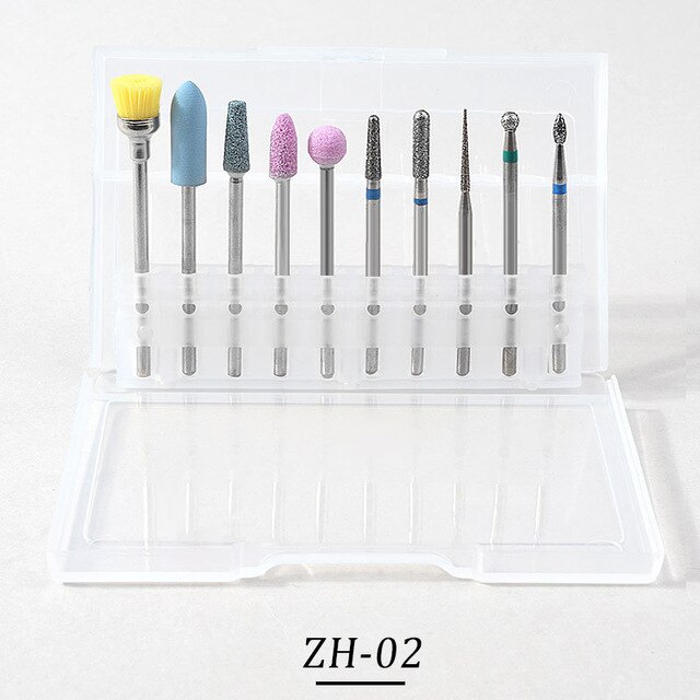 10 unids/set de broca de fresado para manicura torno de uñas para pedicura accesorios de uñas de arte polaco herramienta: B