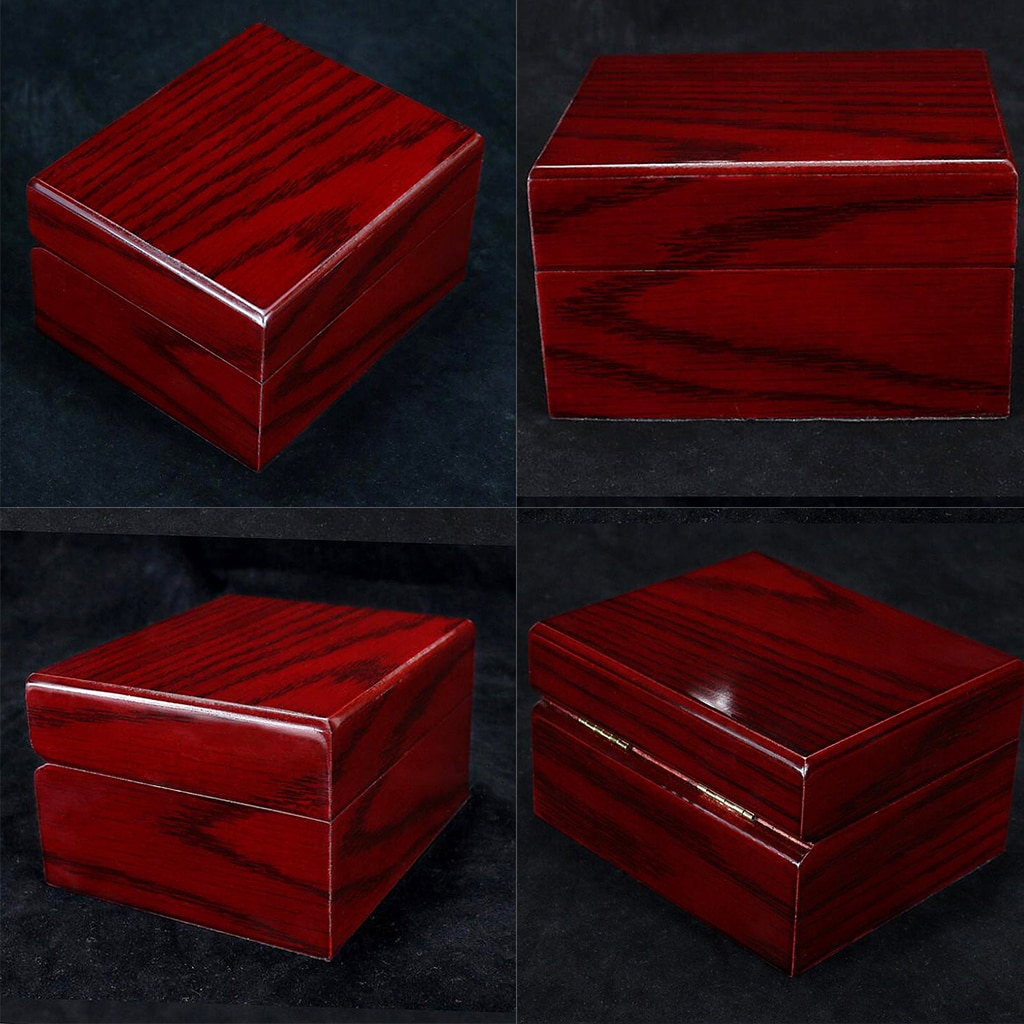 Colección de cajas de exhibición de reloj de madera, organizador de almacenamiento de joyas de Estilo Vintage para mujeres y hombres, 4 Uds., Rojo