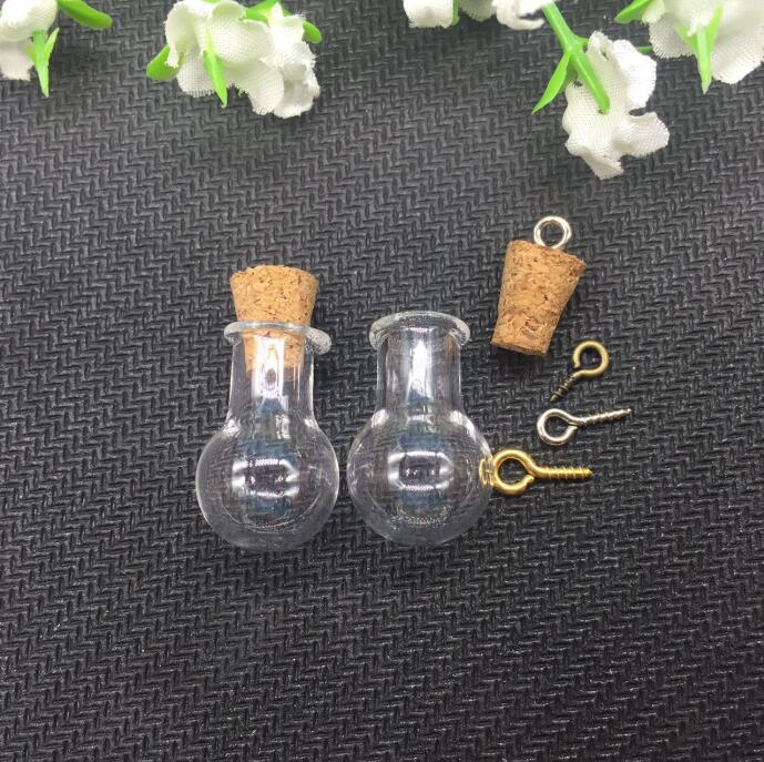 10pcs/lot round heart square stars Teardrop Shape Mini Glass bubble Bottles Jars with Cork stopper Wish Note Craft Bottle: Silver Plated