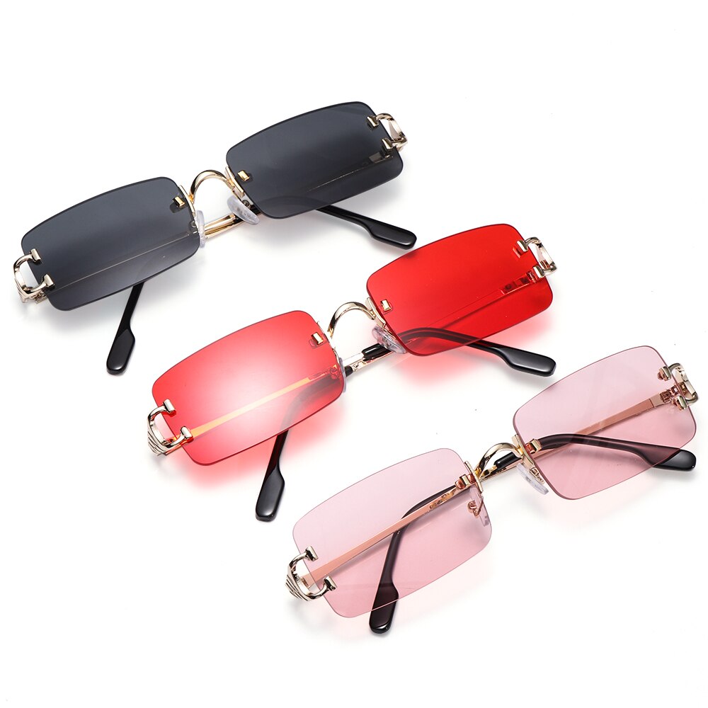 Gafas de sol rectangulares Retro para hombre y mujer, lentes de sol cuadradas transparentes sin marco, de corte Vintage, 1 unidad
