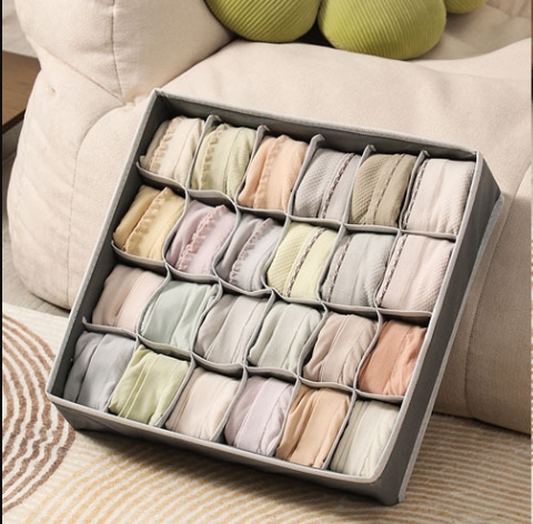 1PC 6/7/8/24 Compartment Underwear Organizer Bra Storage Box Closet Sock Folding Storage Drawer Home Bedroom tier lockers: Brown