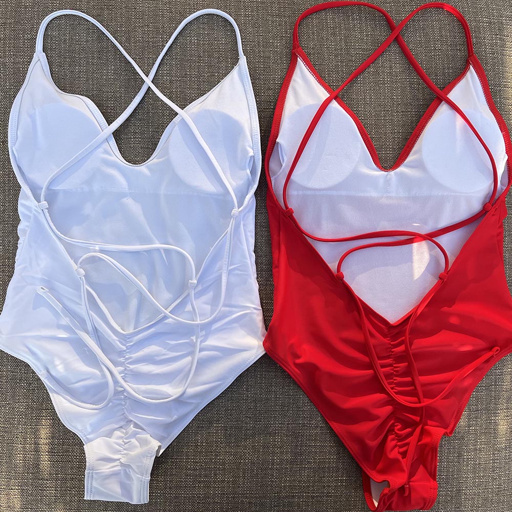 Bañador unicolor de una pieza para mujer, traje de baño , Bikini, traje de baño Sexy de talla grande, traje de baño para mujer