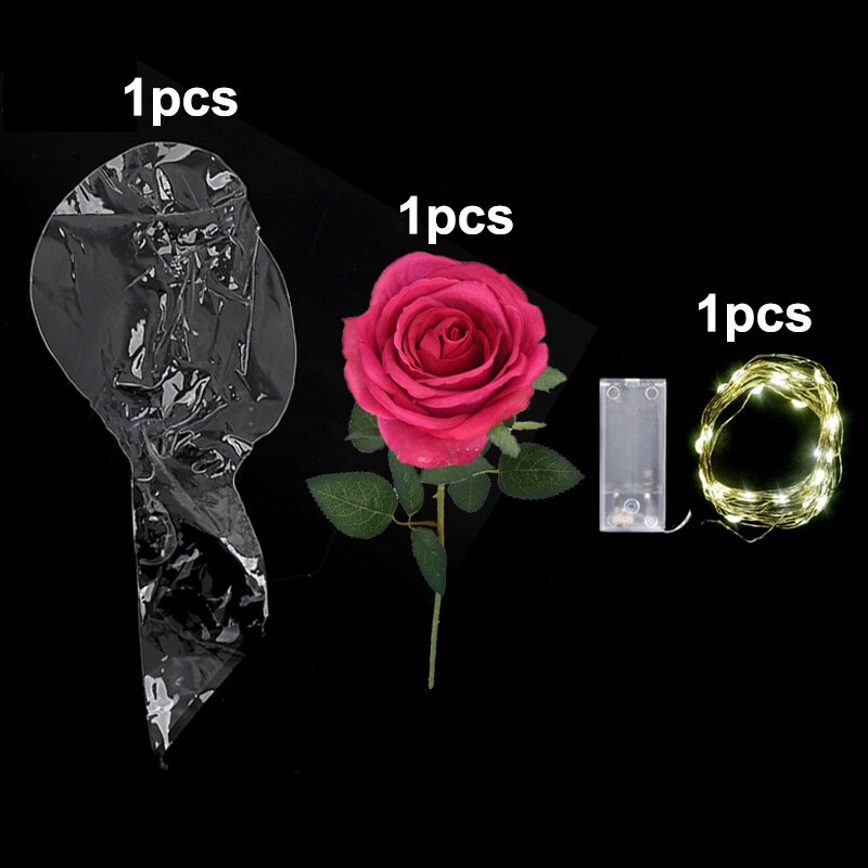 Kit de Globos Led transparentes, globo de burbujas de cuello ancho con luces, accesorios de flores para boda, decoración de PVC: Rose Purple