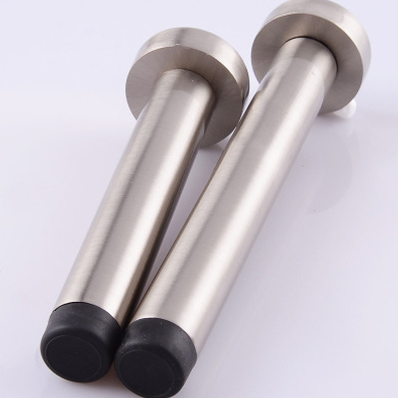 Stainless steel Sliver Wall Mounted Door Stop Stopper Rubber Holder Catch Floor Fitting With Screws For Bedroom Family Home