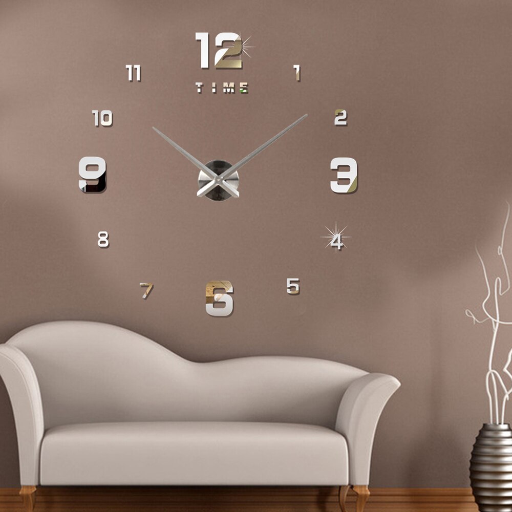 Reloj de pared 3D moderno sin marco, cronógrafo con pegatina de pared, para hogar, oficina, Hotel, restaurante, escuela, decoración, reloj grande