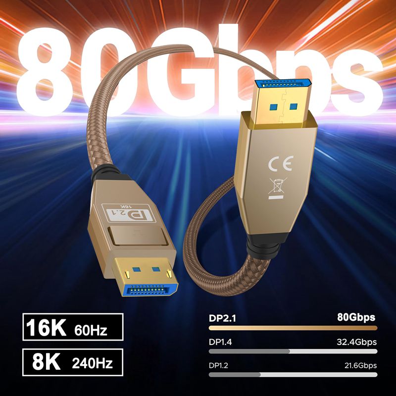 60cm 1m 2m zeskit vesa-certifiering 2.1 version dp hane till hane 80g kabel 16k @ 60hz / 8 k 240hz dp ultra hd silverpläterad tråd