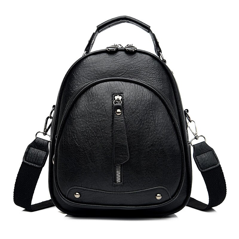 Multifunction Women Backpack for Leather school bags for teenage girls women travel backpack Shoulder Bags Mochilas: Black