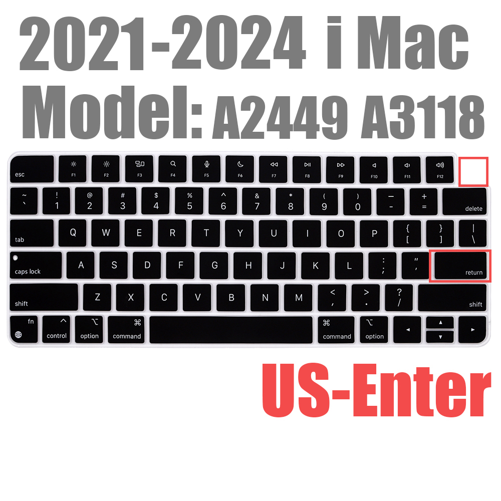 For Apple iMAC Keyboard Cover release) A2450 A2449 Magic Keyboard Stickers Protector Silicone Bluetooth keyboard case US: US- type black
