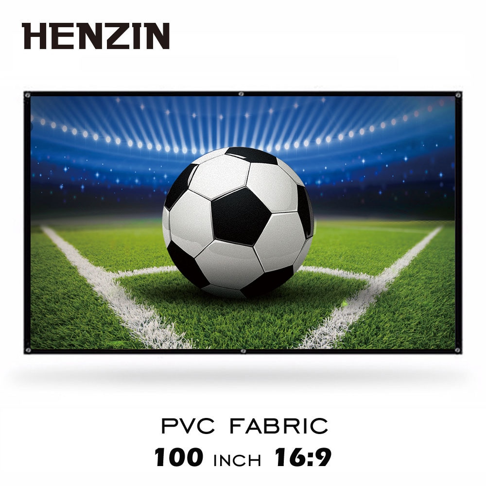 100 inch Wall Mounted PVC Projection Screen 16:9 Matte White HD Portable Projector Screen for Home Theater Outdoor Movie