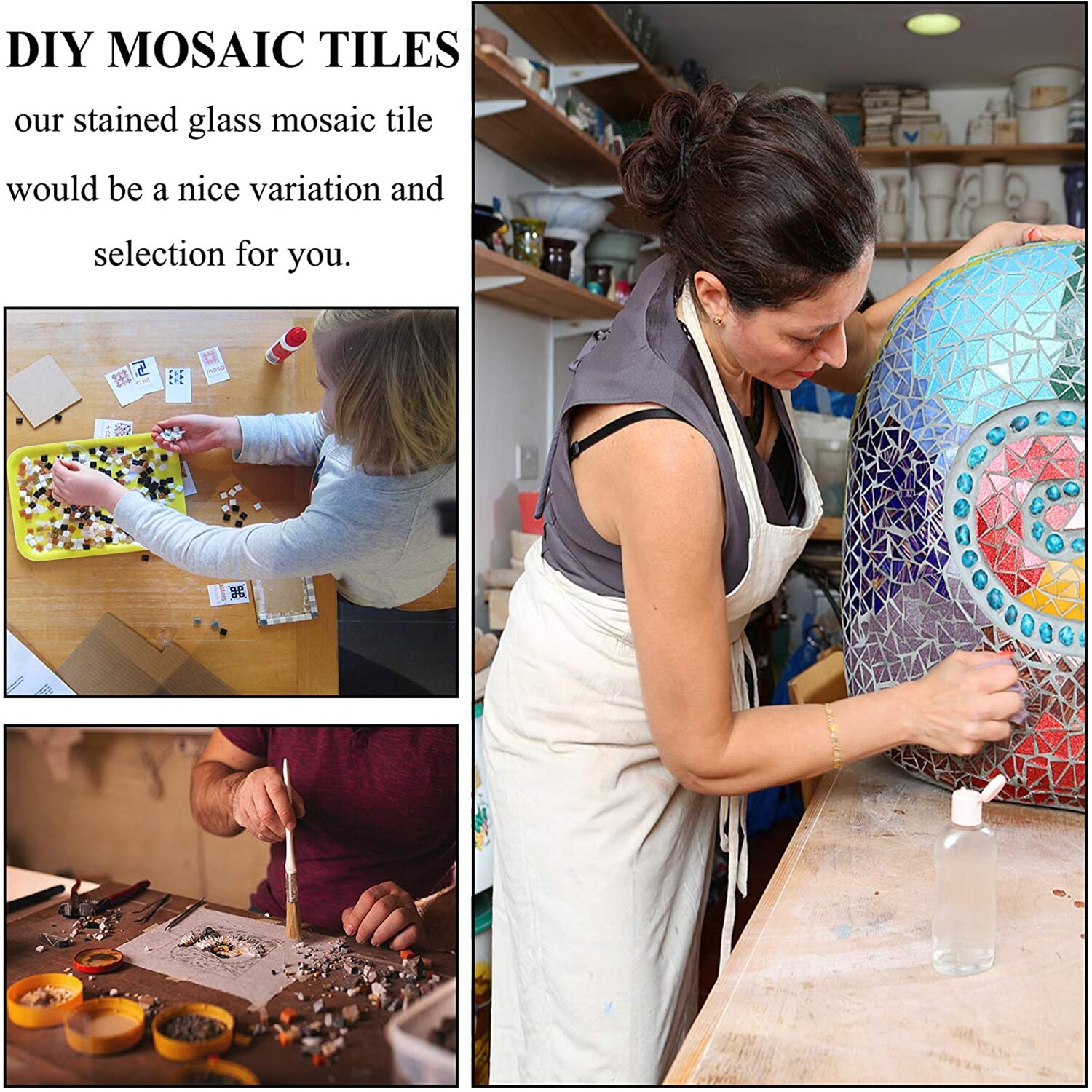 Mosaico de azulejos de colores variados para decoración del hogar o manualidades, cuadrado, 1 por 1 cm, 1000 piezas