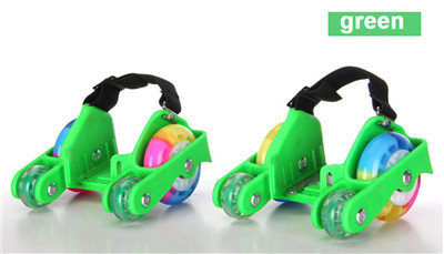 Zapatos de patín de ruedas con luces LED para niños y adultos con ruedas calientes, zapatos de patines de tacón deportivo, patines en línea, ideales como Seba IA33: green 4 wheels