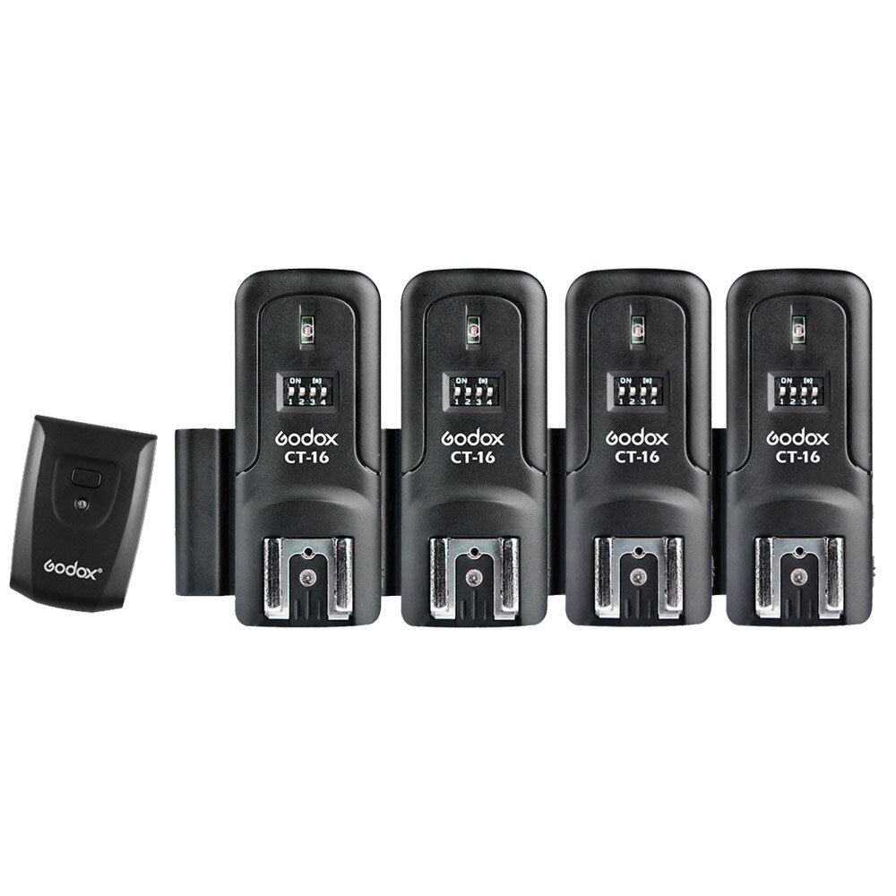 Godox CT-16 16 Channels Wireless Radio Flash Trigger Transmitter + 2x Receiver Set for Canon Nikon Pentax Studio Speedlite Flash: 1xT add 4x R