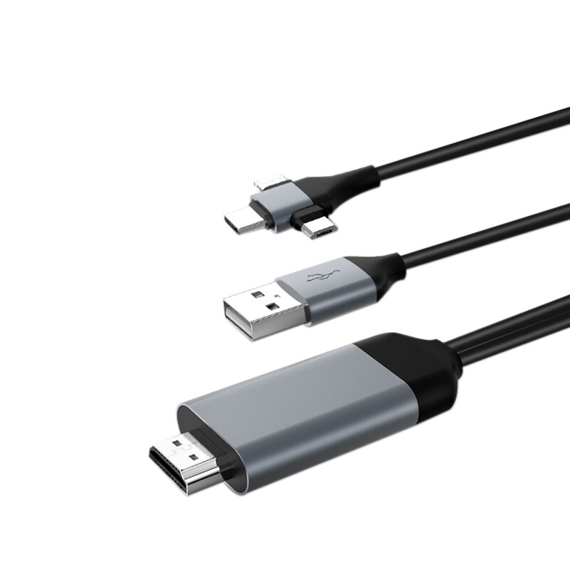 3-In-1 Audio Video Kabel Micro-Usb Type-C 8Pin Naar Hdmi Kabel Telefoon Om hdtv Projectie Adapter Kabel Voor Iphone Android: Default Title