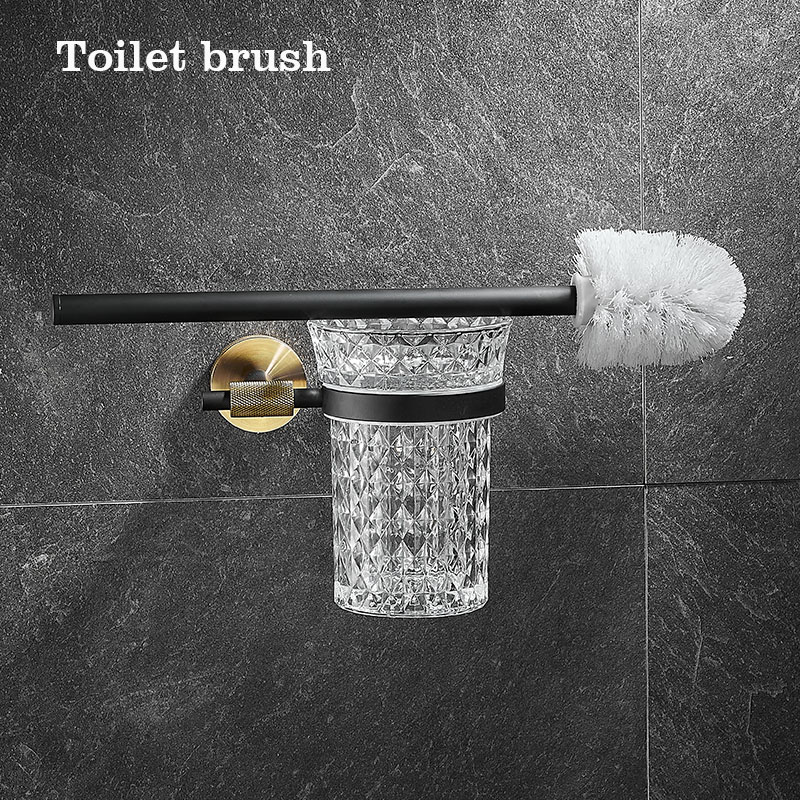 Stainless Steel Bathroom Hardware Set Bathroom Accessories Black Towel Rail Bar Rack Gold Towel Bar Shelf Towel Holder: Toilet brush