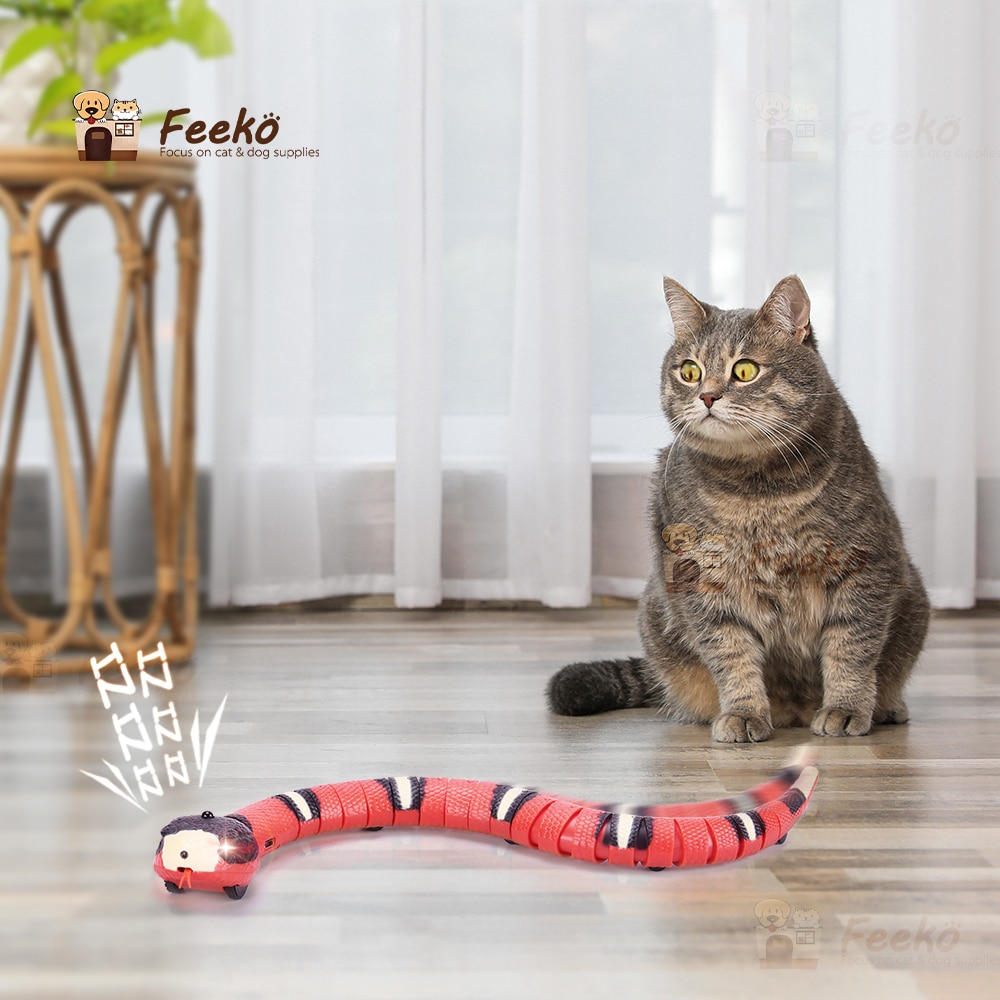 Jouets à détection intelligente serpent chat, jouets interactifs électriques pour chats, chargeur USB, accessoires pour animaux de compagnie, jeu pour chiens