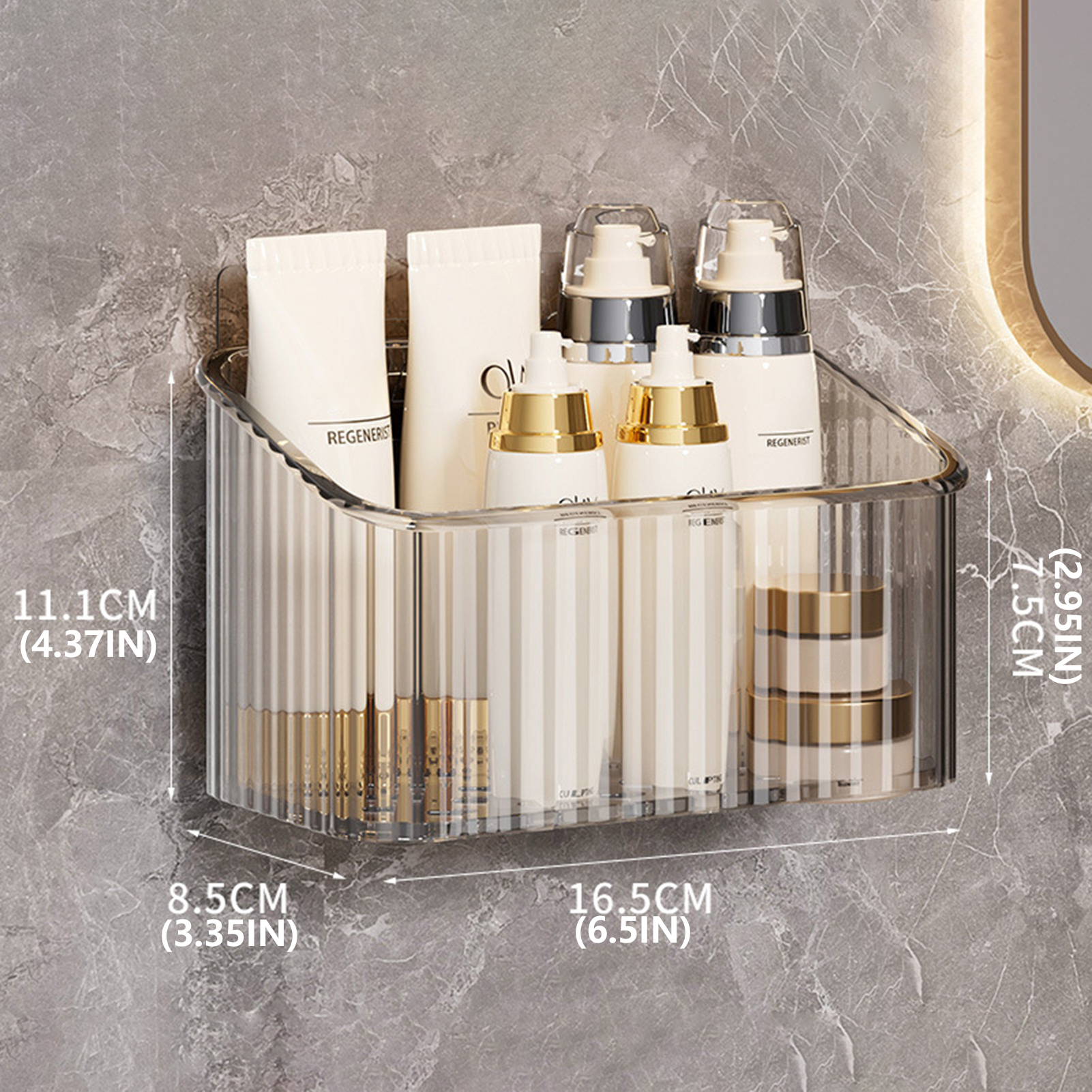 Bathroom Storage Rack Transparent Plastic Organizer Holder Toiletry Hair Accessory Jewelry Makeup Organizer Bracket Storage Rack: Dark Khaki