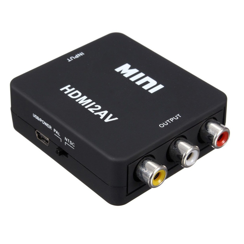 Mini Hdmi Naar 3RCA Cvbs Composiet Video Av Converter Adapter Tv Vhs Videorecorder Dvd Zwart