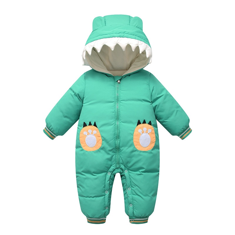 Pasgeboren Baby Kleding Winter Snowsuit Plus Fluwelen Kleding Dikke Baby Jongens Jumpsuit Romper Meisjes Overalls Peuter Jas 0-2Y: Green / 18m