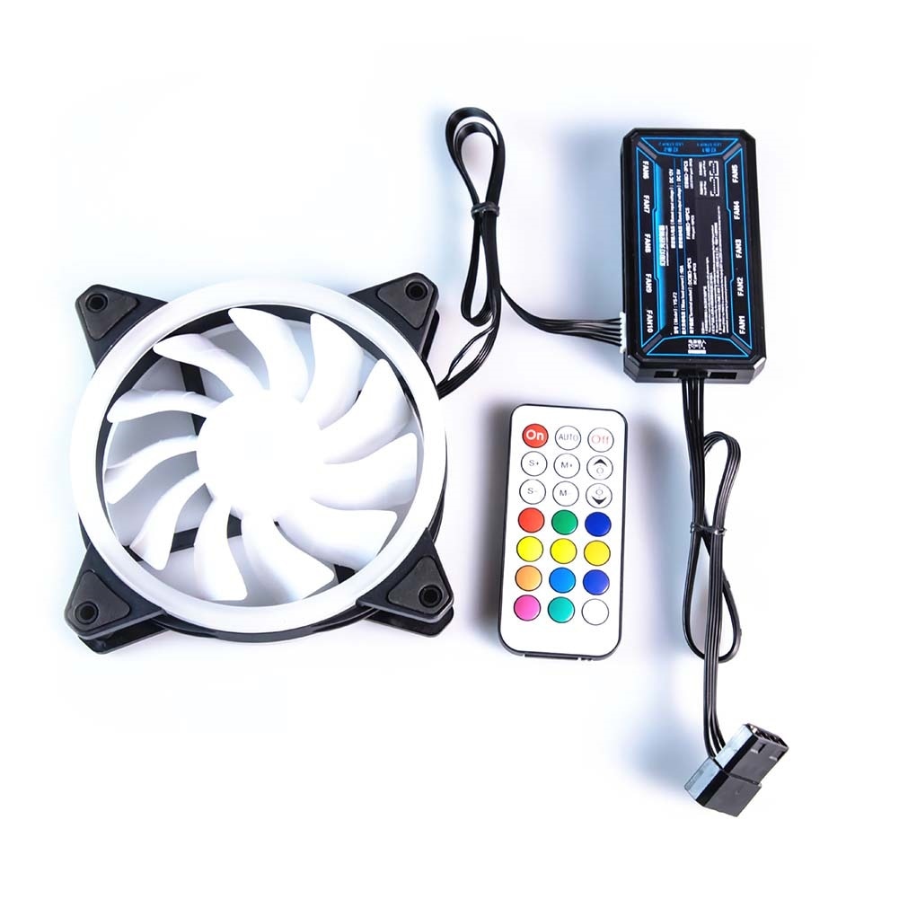 Remote Control RGB LED Light Color Changing Heatsink Cooling Fan for Computer: Default Title