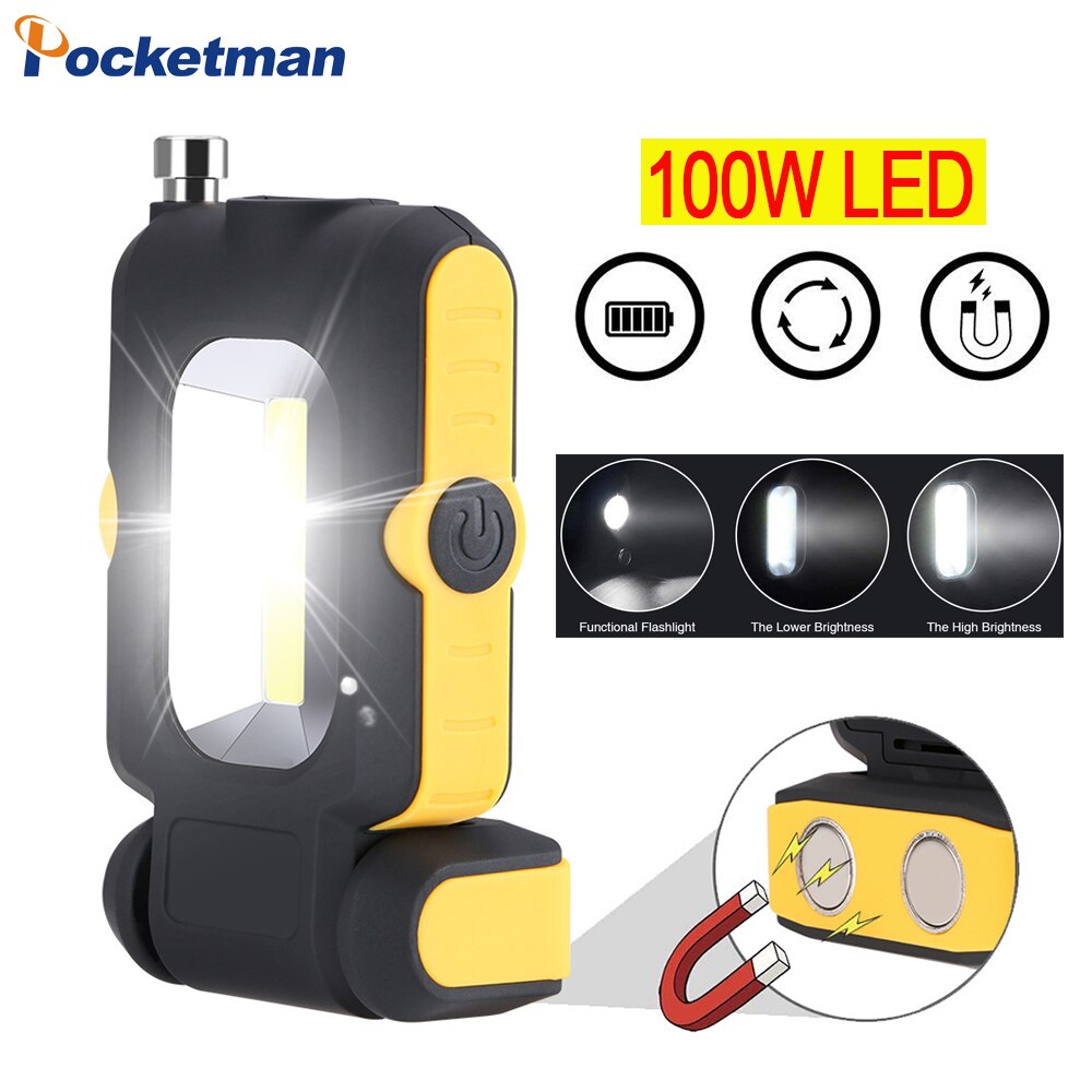 100W LED Handheld Work Light COB Portable Flashlight Mechanic Work Lamp with Magnetic Base Emergency light For Car Repair