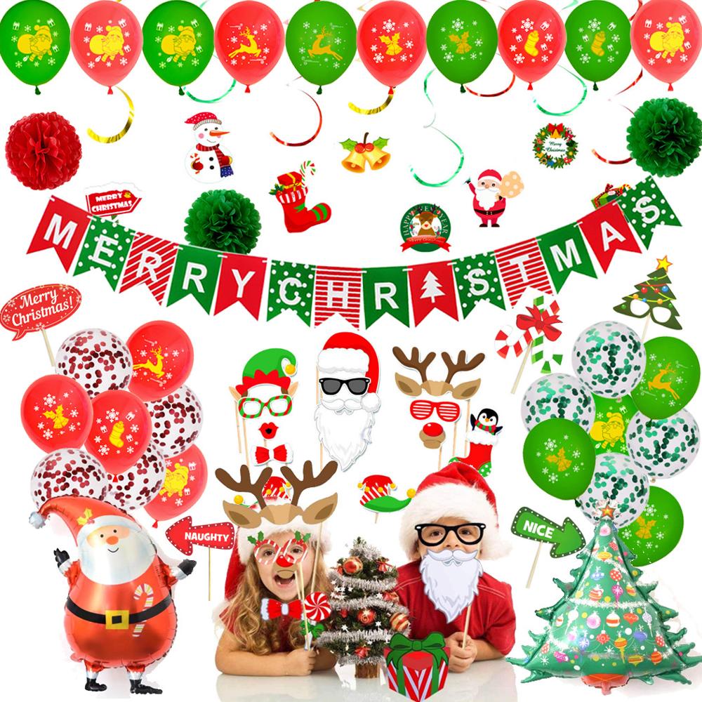 nouvel an noël ballon drapeau de noël noël lettre bannière père noël spirale photographie accessoires