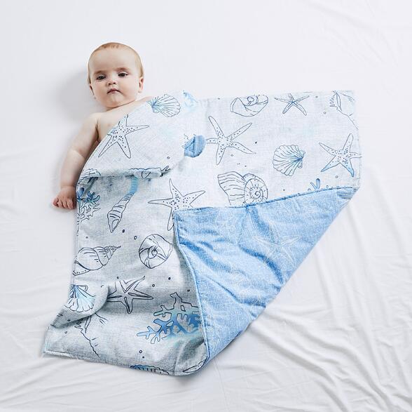 Zachte Baby Baby Hooded Deken Dikker Katoen Inbakeren Wrap Deken Sleepsack Afdrukken Winter Warm Houden BMT047: BMT047B