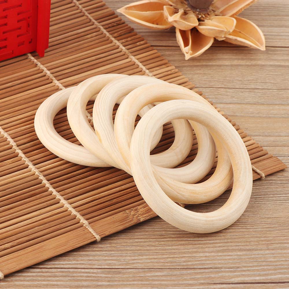 1/5Pcs 70 Mm Baby Houten Tandjes Ringen Beuken Houten Natuurlijke Bijtringen Ketting Armband Diy Ambachten Baby Bijtringen speelgoed: 5Pcs