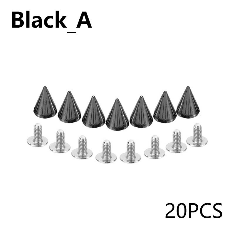 20/50/100 Sets Hardware Accessories Leathercraft DIY Bag Studs Spike Rivets Metal Decorative 7X10MM: black-A