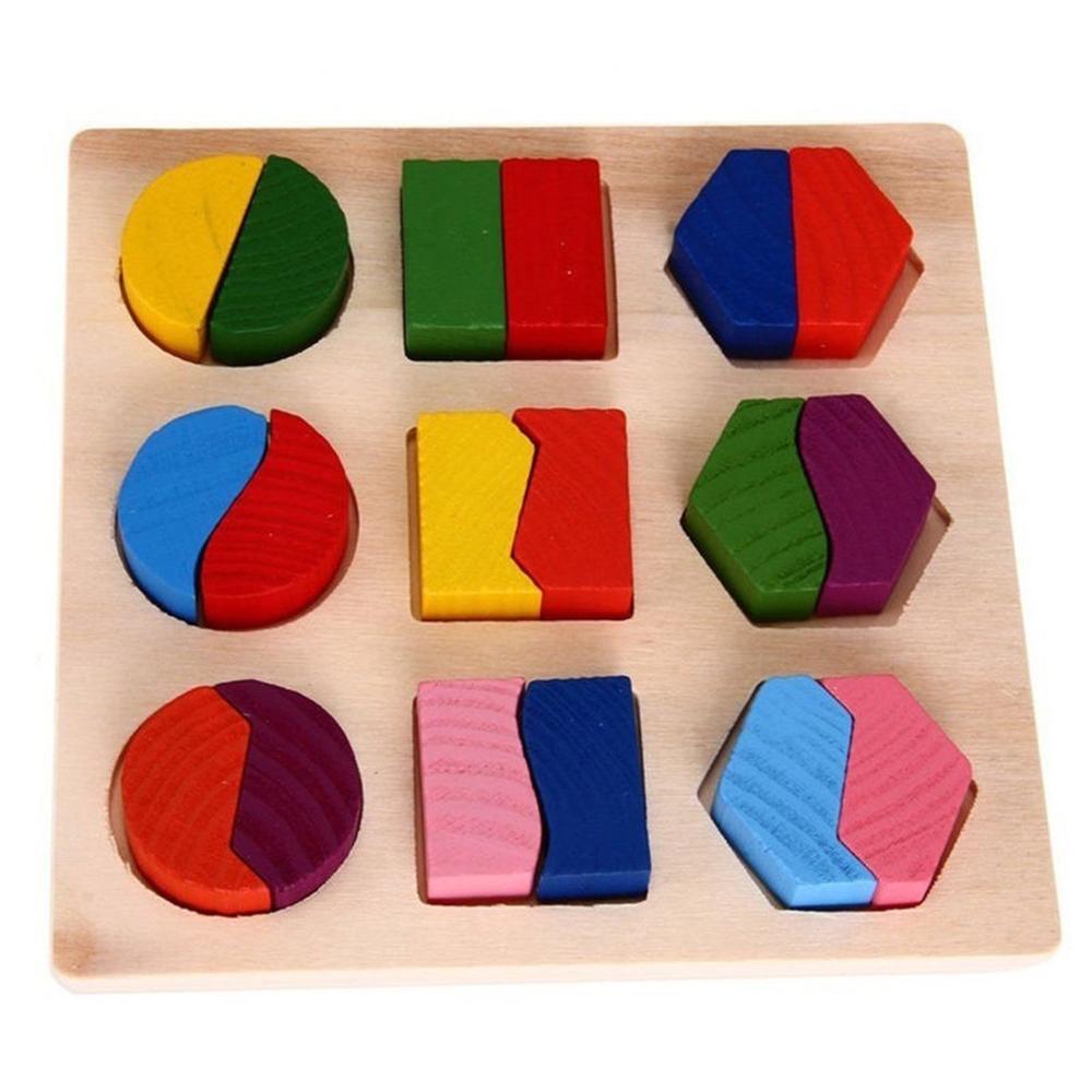 Kinder Baby Holz Geometrie Block Puzzles Kinder DIY Phantasie Kognitiven Spielzeug Frühen Lernen Pädagogisches Spielzeug Kinder: 2