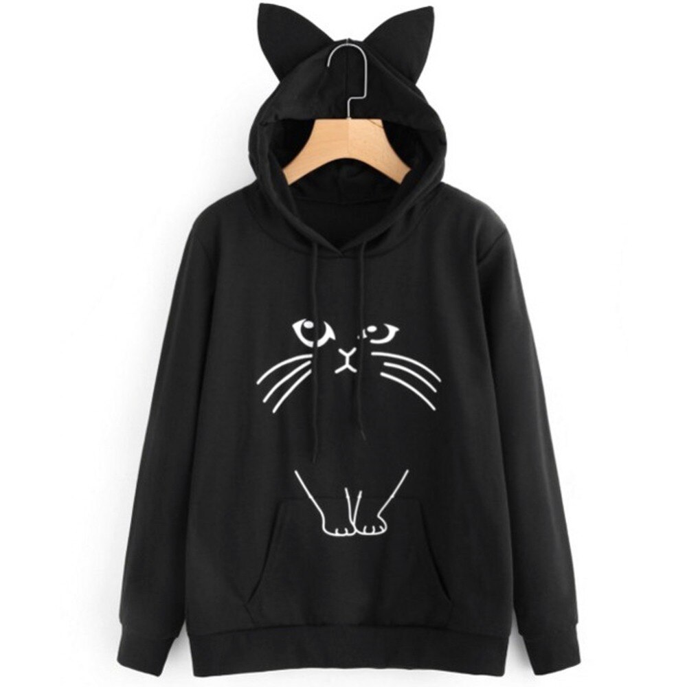 Snygga hoodies rosa varm kattmönster bekväm långärmad huva med huva för kawaii sweatshirt gravid #295800