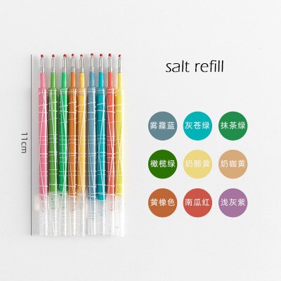 9 unids/set Kawaii pluma bonita tinta de acuarela marcador de arte lápiz de Gel neutro marcadores estudiante escuela Oficina suministros papelería sl2599: salt refill
