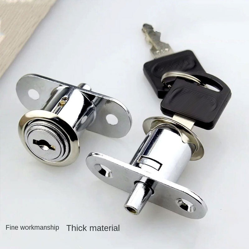 Drawer Push Lock Sliding Door Showcase Cupboard Cabinet Locks Window Security Chain Furniture Hardware With 2 Keys