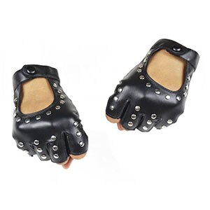 Guantes de conducir dedo para mujer, mitones de cuero sin dedos, transpirables, PU, remaches, Luvas de baile, color negro, 1 par: Default Title