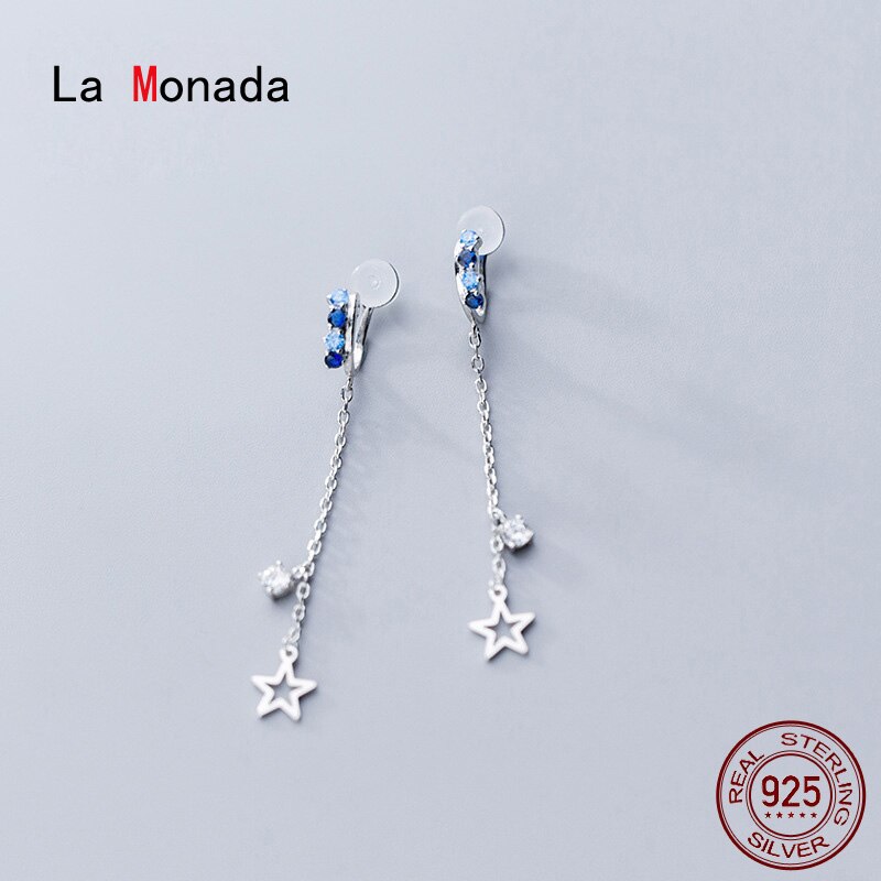 La Monada gland étoile goutte Clip sur boucles d'oreilles femmes minimaliste bijoux fins 925 en argent Sterling oreille Clip boucles d'oreilles pour les femmes coréennes