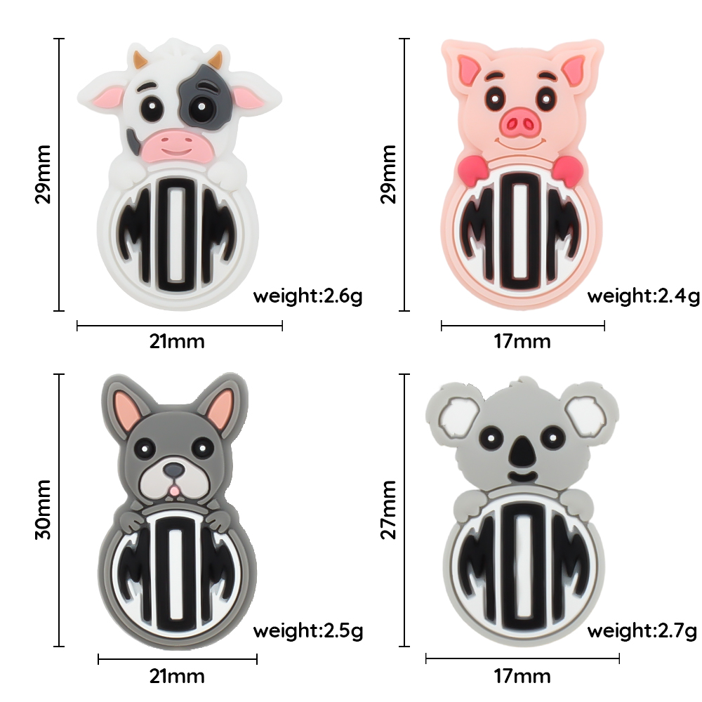 5 pièces perles en Silicone girafe singe écureuil bébé perles de dentition animaux perles focales bricolage porte-clés stylo hochet accessoires