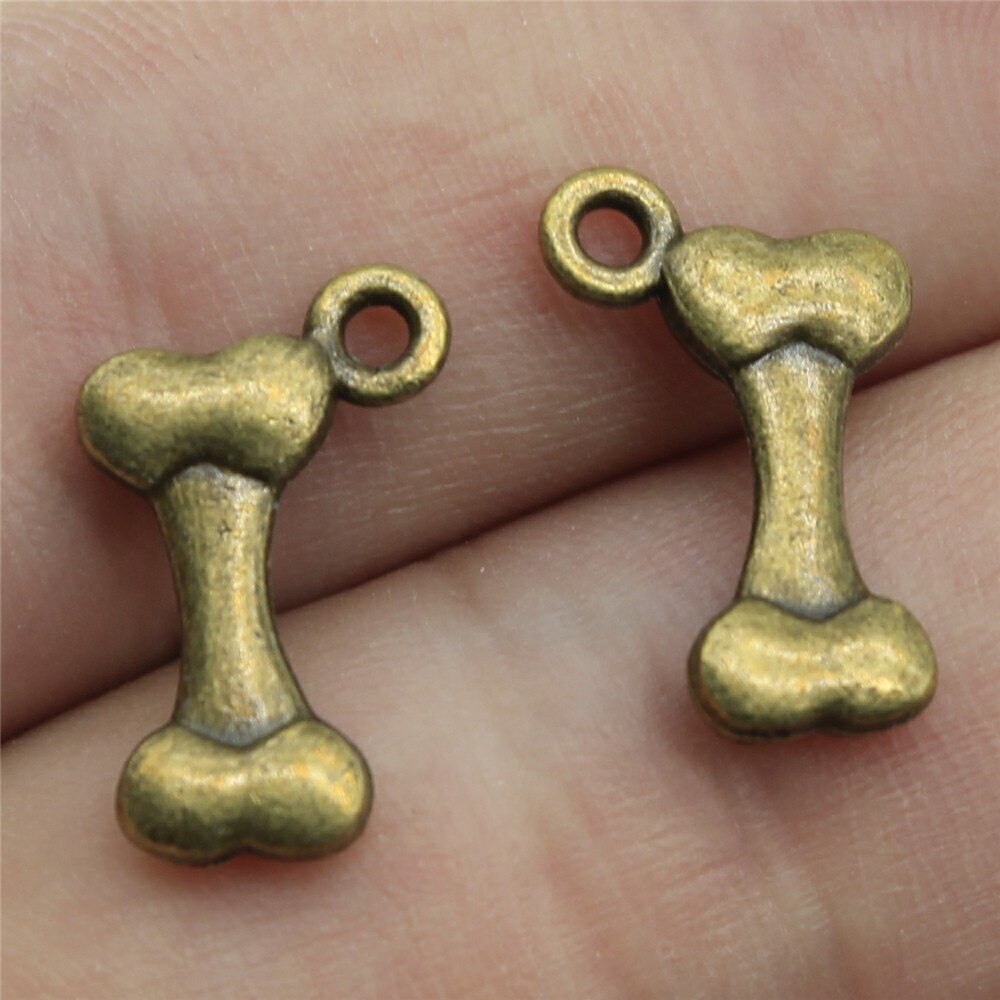 WYSIWYG 40Stck 16x10mm Anhänger Knochen Knochen Charme Anhänger Für Schmuck Machen Antike Silber Farbe Hund Knochen anhänger: Antike Bronze- überzogen