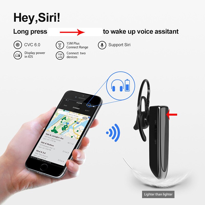 ZK22 K200 Bluetooth Headset Bluetooth 5.0 Handsfree Hoofdtelefoon Mini Draadloze Oortelefoon Voor Android Universal Business Rijden