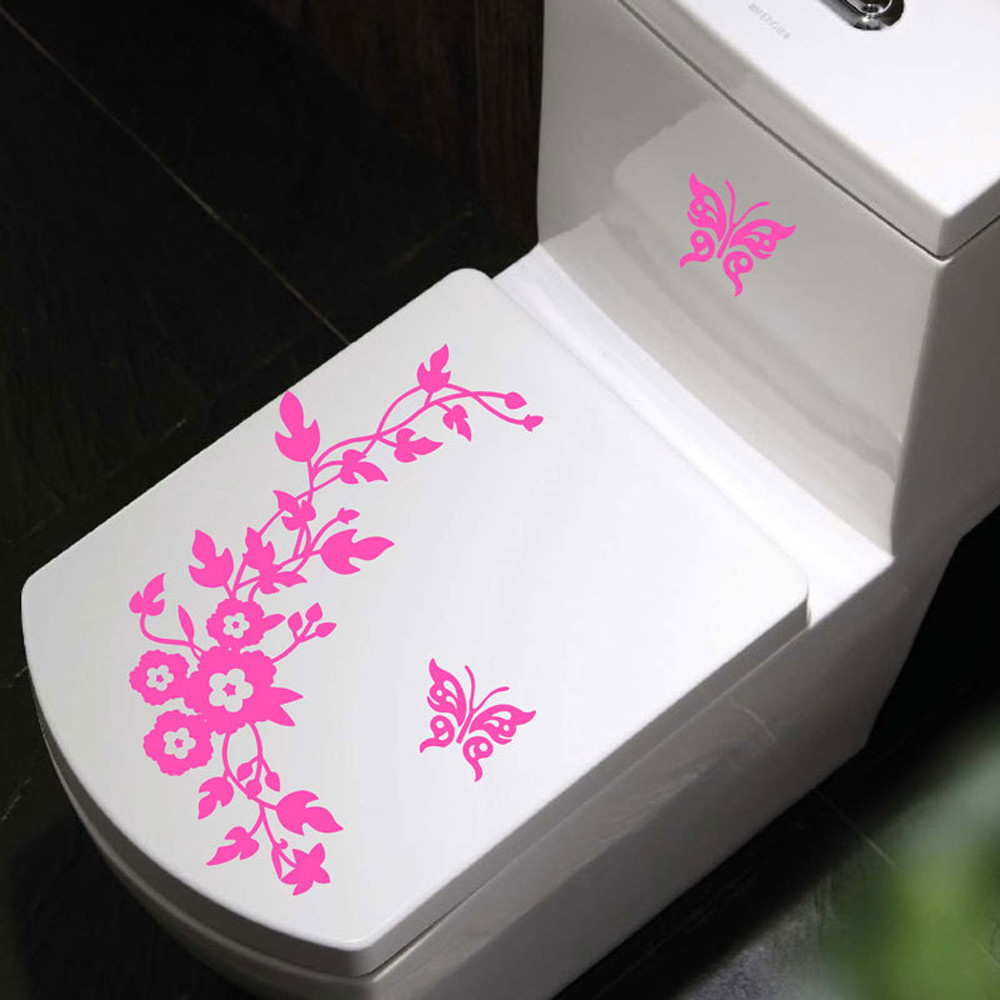 Wc Sticker Wc Sticker Bloem Toiletbril Muursticker Badkamer Decoratie Decals Decor Vlinder Mural Badkamer Muursticker