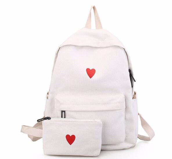 Chuwanglin print lærred rygsæk rejsetaske preppy stil skoletaske til teenagepiger laptop rygsække mochila  g91820: Hvid