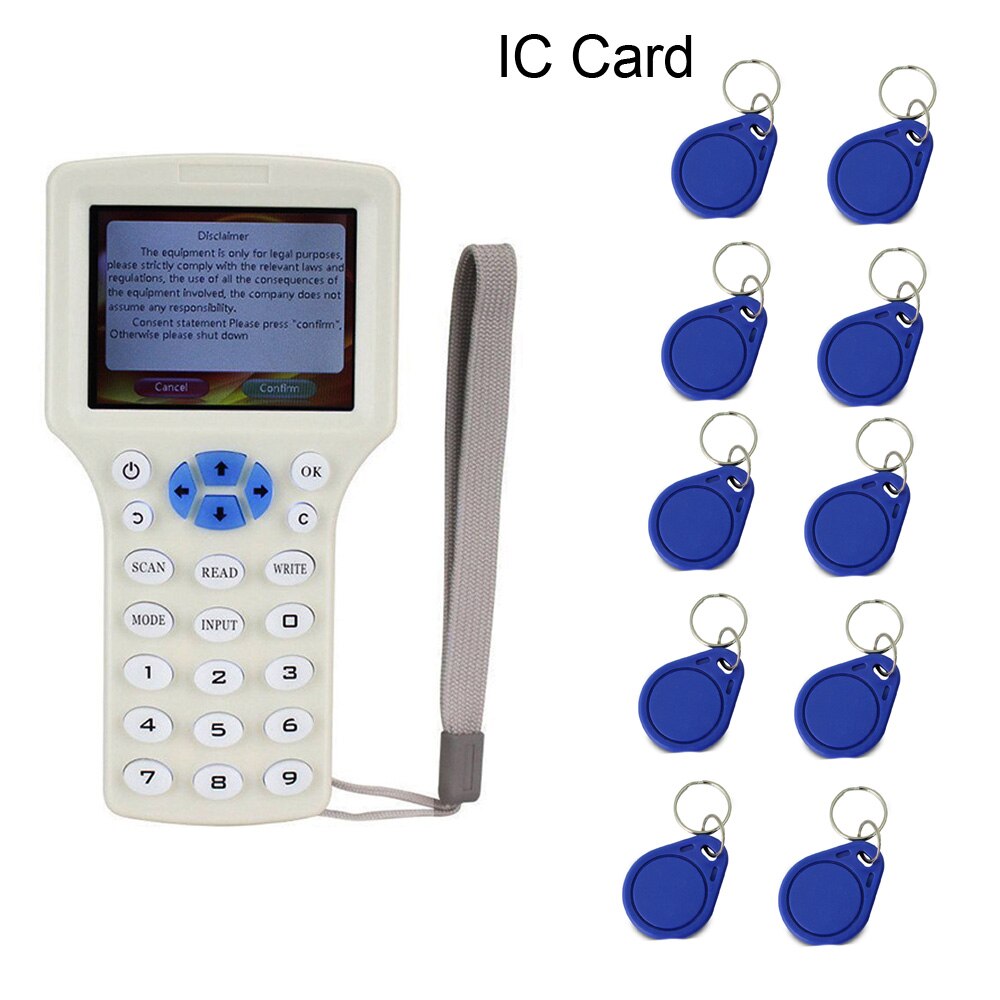 Rfid-kopieerapparaat, id-ic, fullband frequentielezer, schrijver, kopieerapparaat,  m1 mhz 13.56 duplicator, programmeur, usb, nfc, uid-tag, sleutelkaart: Schrijver 10 ic sleutel
