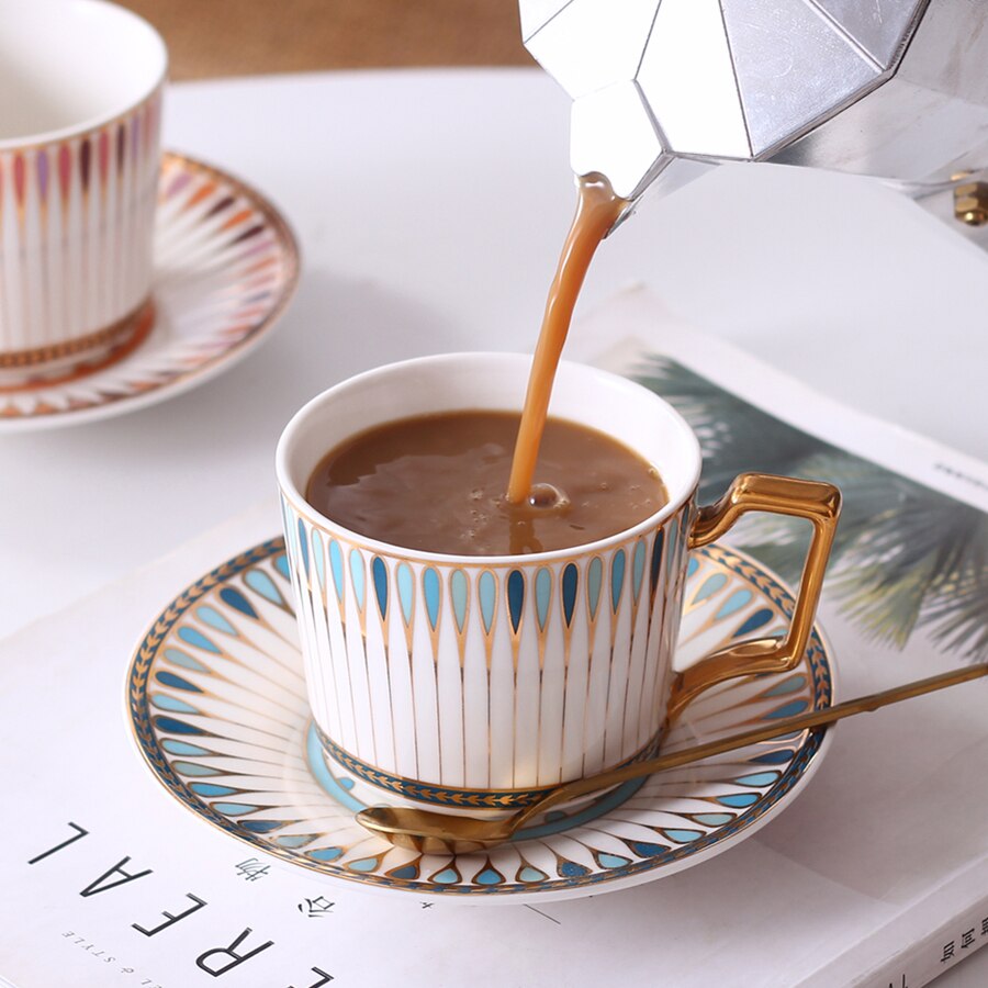 Nordic Aesthetic Coffee Cup and Saucer Set Ceramic Creativity Luxury Coffee Cups Modern Caneca Mugs BC50BD