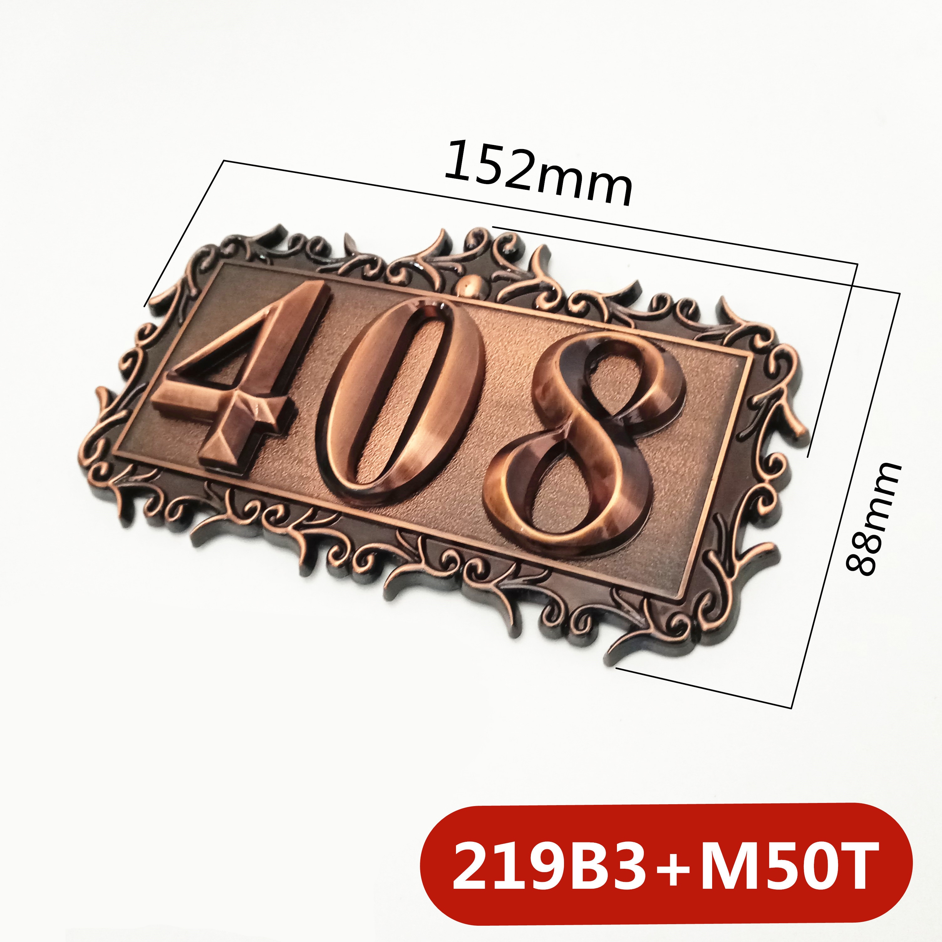 Drie cijfers ABS Plastic Imitatie Metalen Brons Huis Nummer Custom Teken Deur Nummer Sticker Voor Hotel Appartement Deur Plaat